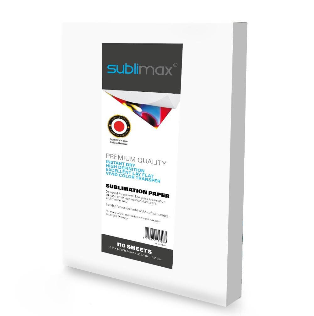 SUBLIMAX sublimation paper 8.5 x 14 inch, certified by Sawgrass, instant dry, no smudging, high quality for vibrant images, 110 sheets pack