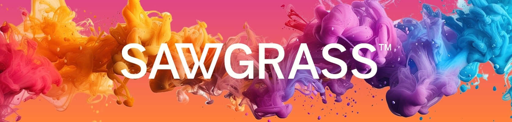 Colorful ink splashes with the word 'SAWGRASS' in bold, showcasing vibrant creativity and innovation.