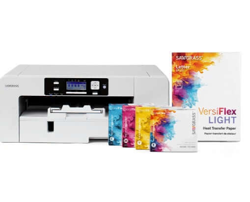 Sawgrass Versiflex SG1000 Printer Bundle with VersiFlex ink kit and media pack ready for high-quality printing