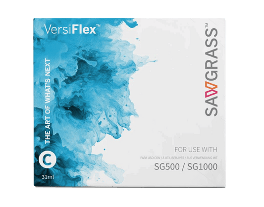 Sawgrass Versiflex SG500 SG1000 Ink - CYAN 31 ml packaging with vibrant cyan design.