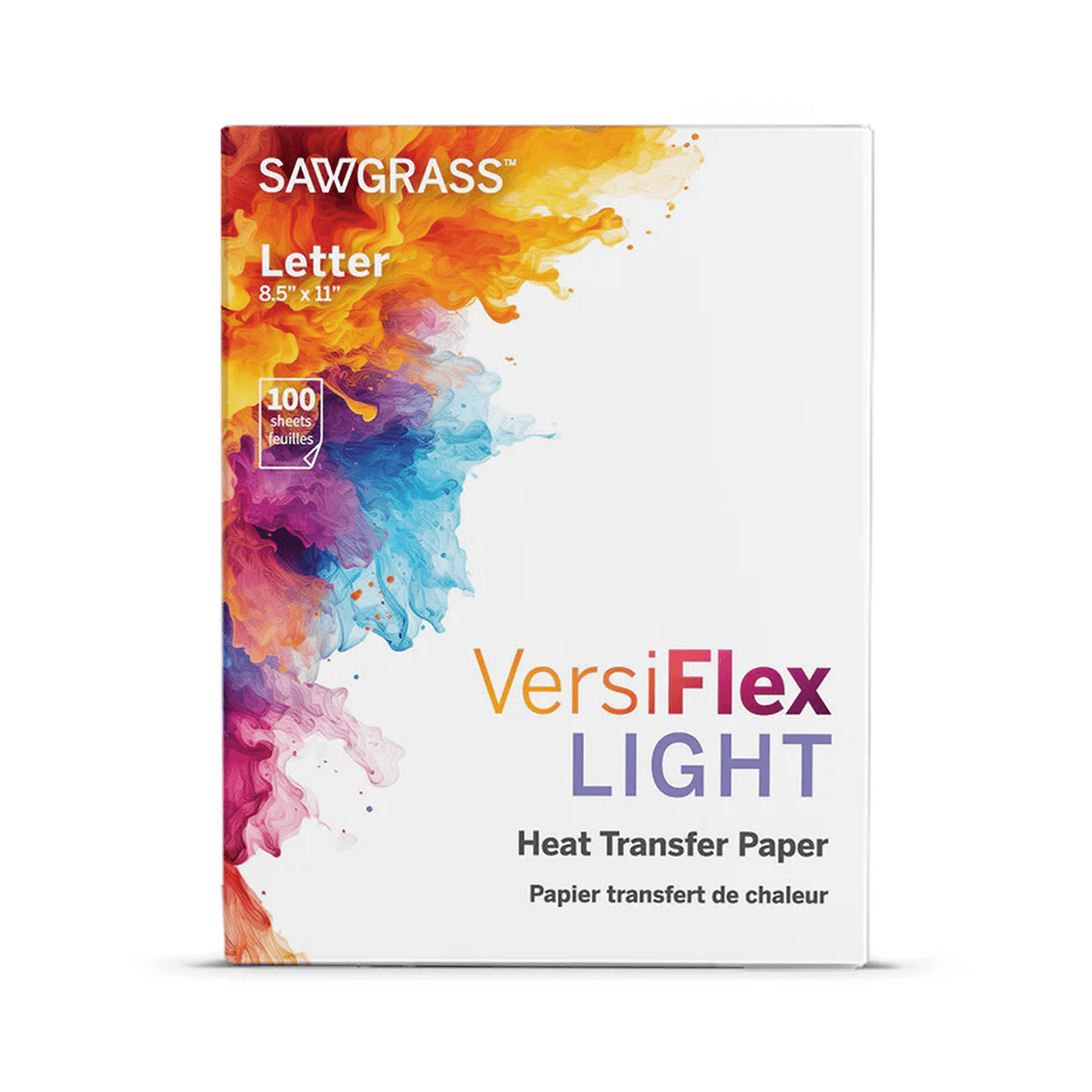 Sawgrass  SG500 VERSIFLEX Bundle with 31ml inks(full size) and paper packaging featuring vibrant design and product information.