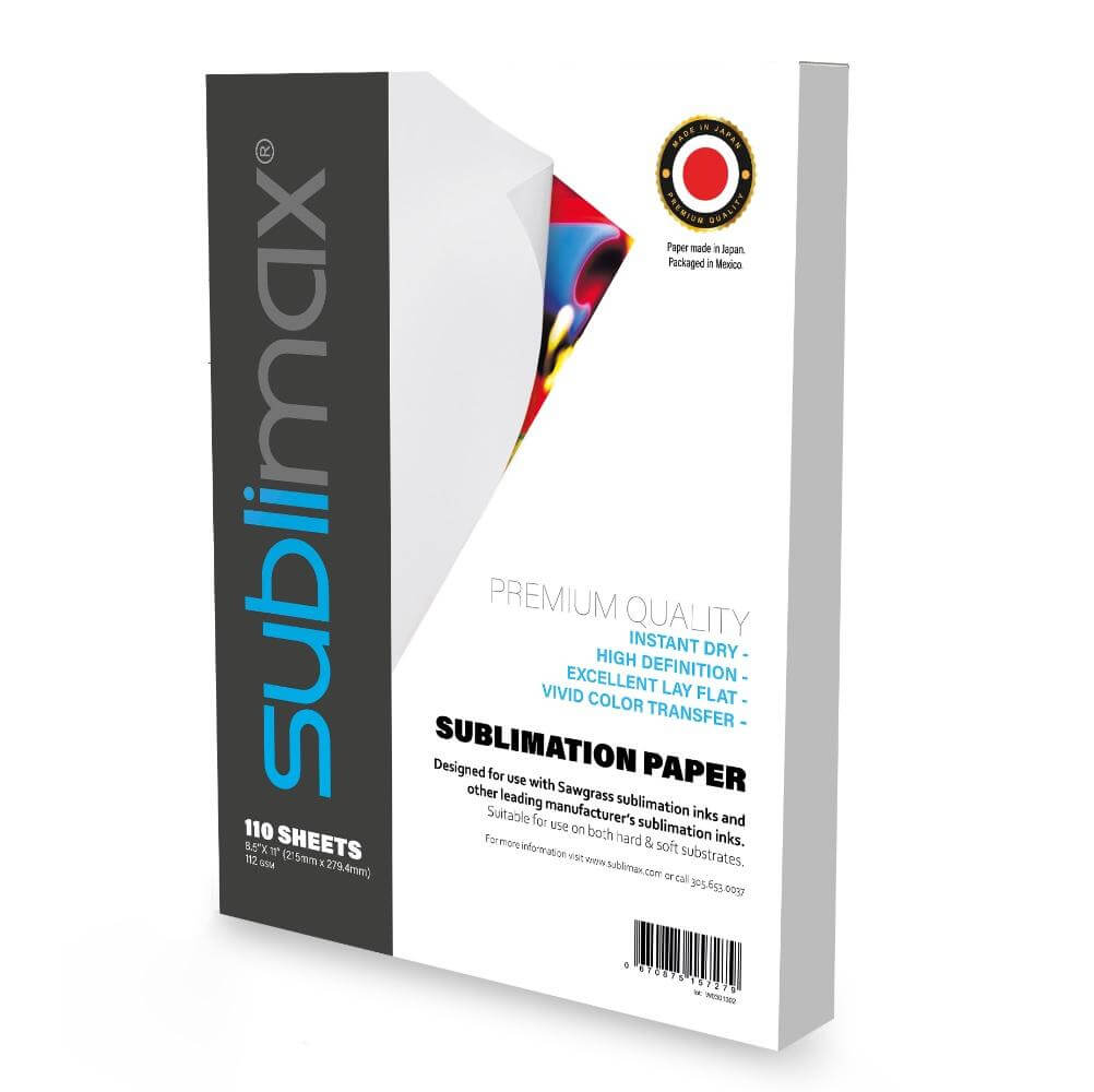 SUBLIMAX Sublimation Paper 8.5 x 11" (110 sheets) - CERTIFIED BY SAWGRASS - INSTANT DRY - NO SMUDGING